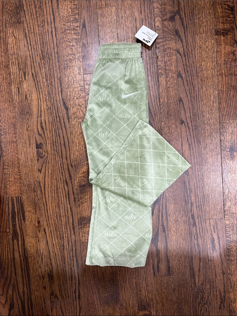 Nike Girls Olive Green Velour Hoodie & Pants Set size